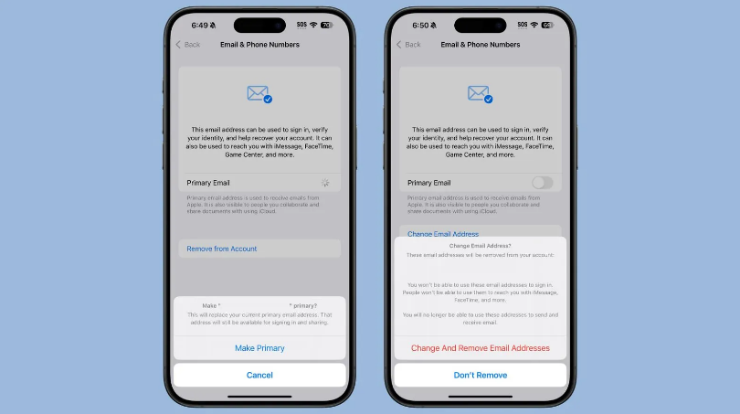 福贡苹果手机维修分享苹果 iOS 18.1 支持设置“主要”邮箱地址并更改 iCloud 邮箱 